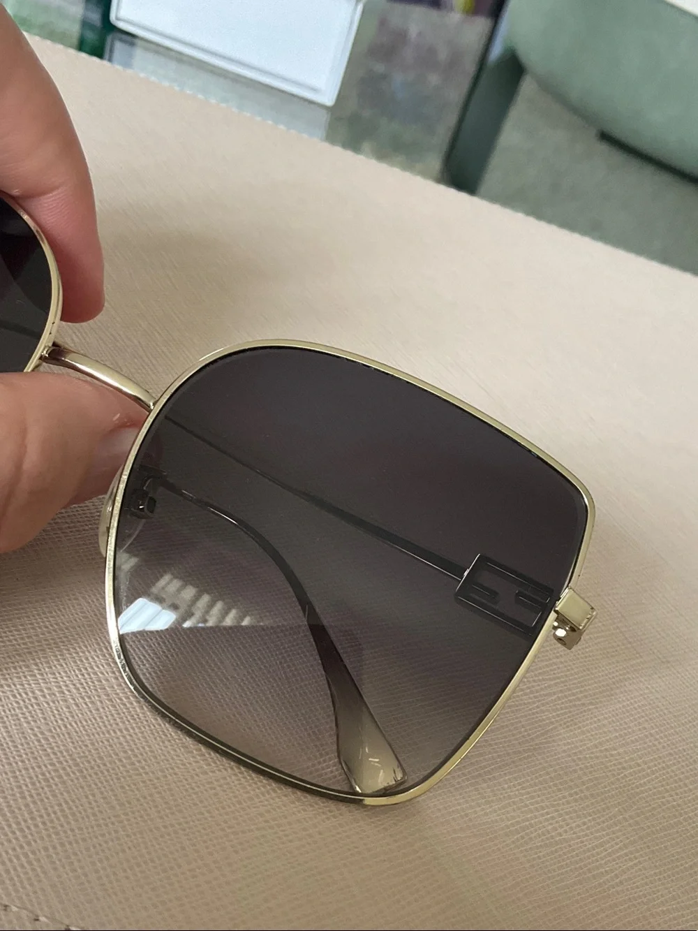 Fendi Gold Metal Frame Sunglasses with Brown Gradient Lenses